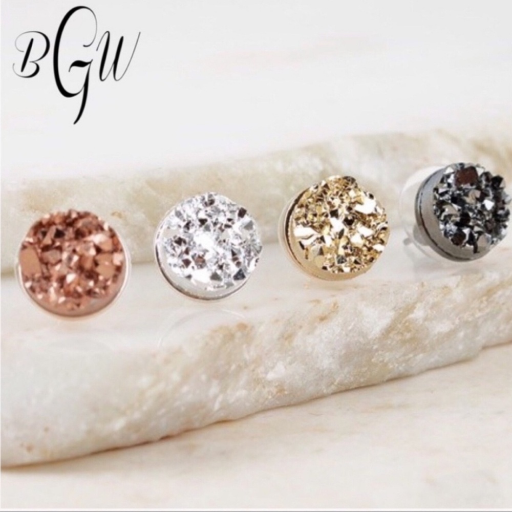 Elegant Round Druzy Earrings